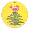 Weihnachtsanhänger rund – Tannenbaum mit Vogel
