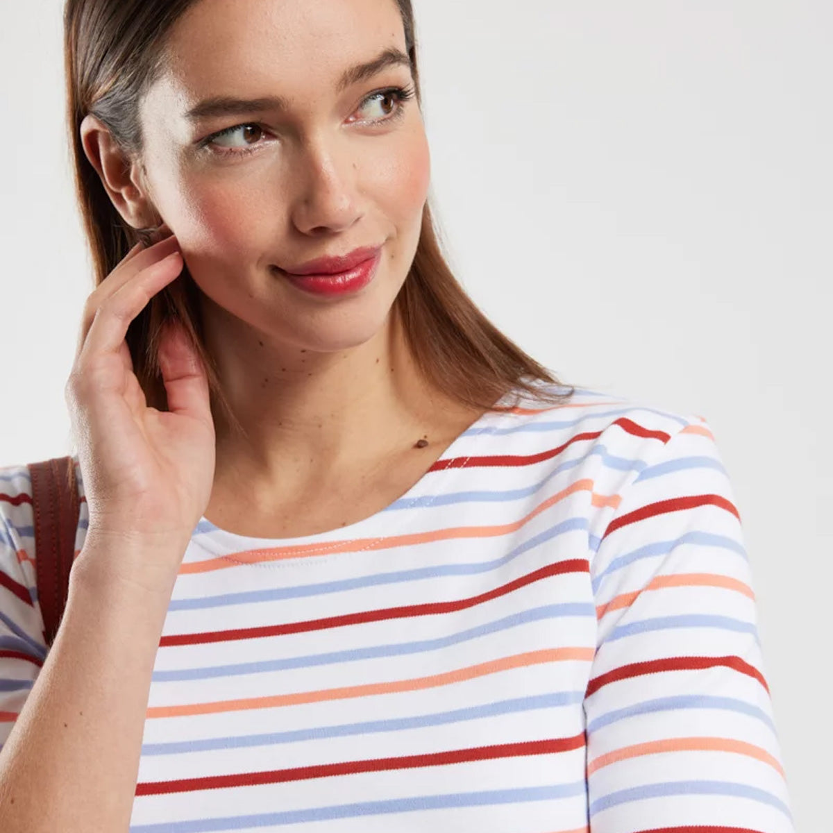Matrosenshirt mit 3/4-Arm – Ringel dreifarbig