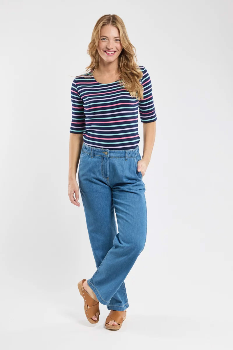 Matrosenshirt mit 3/4-Arm – Ringel dreifarbig