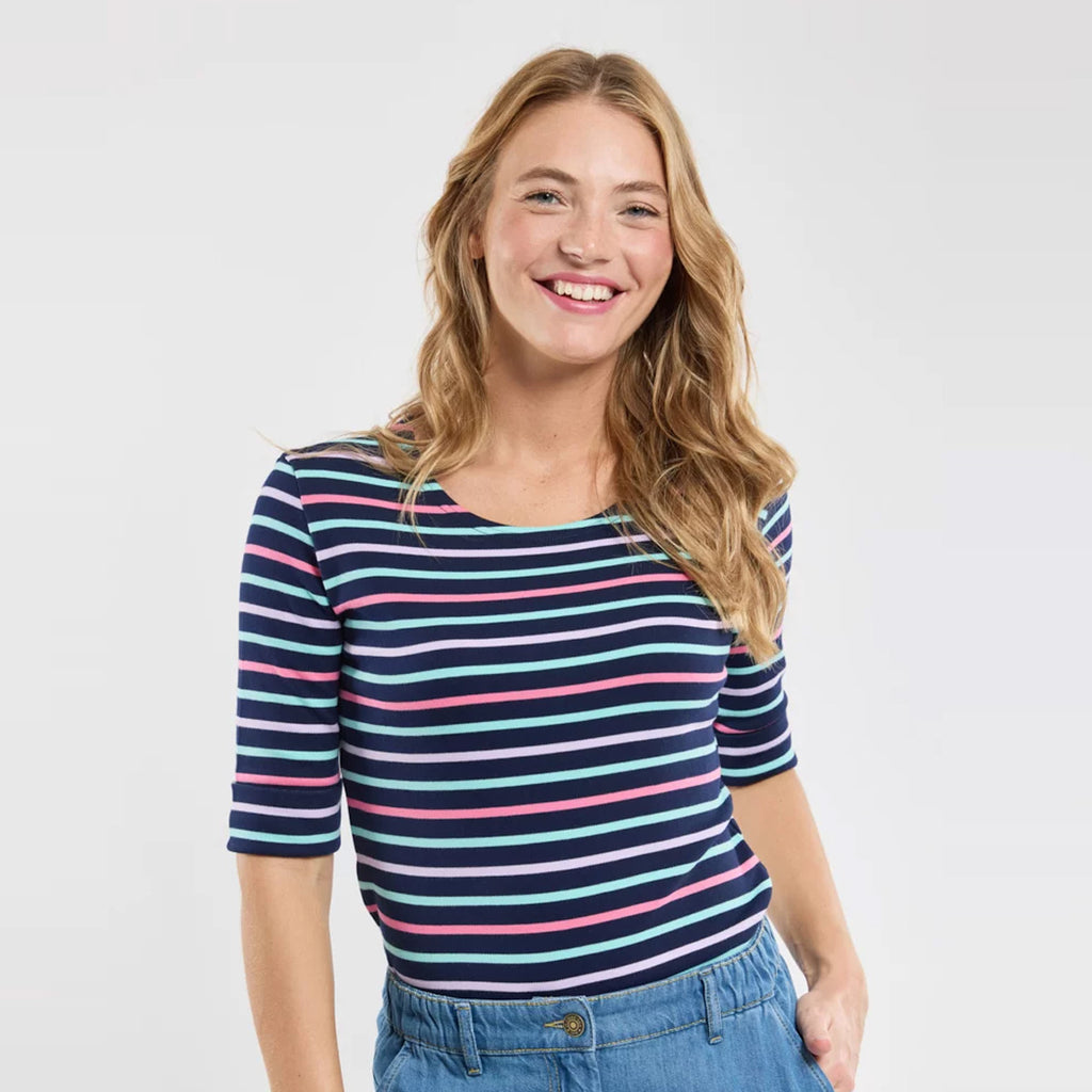 Matrosenshirt mit 3/4-Arm – Ringel dreifarbig