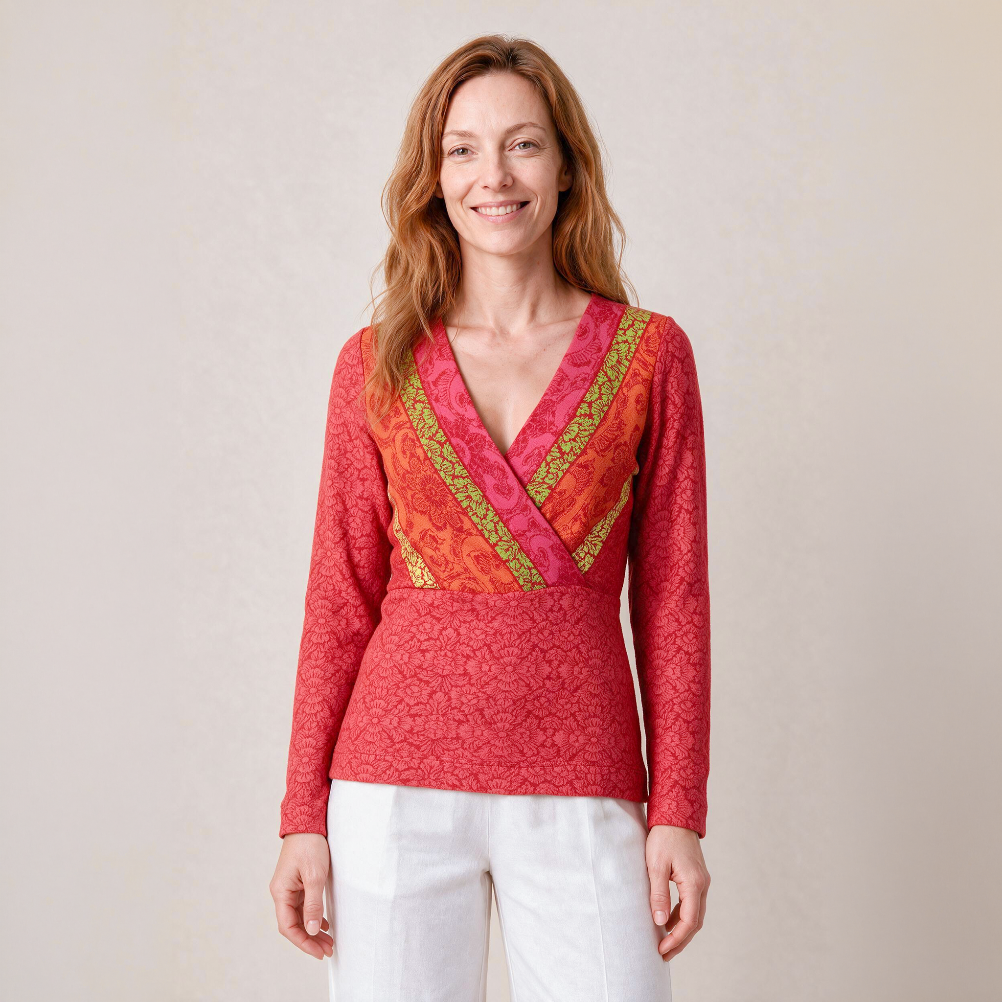 Wickelpullover rot – Vorderansicht