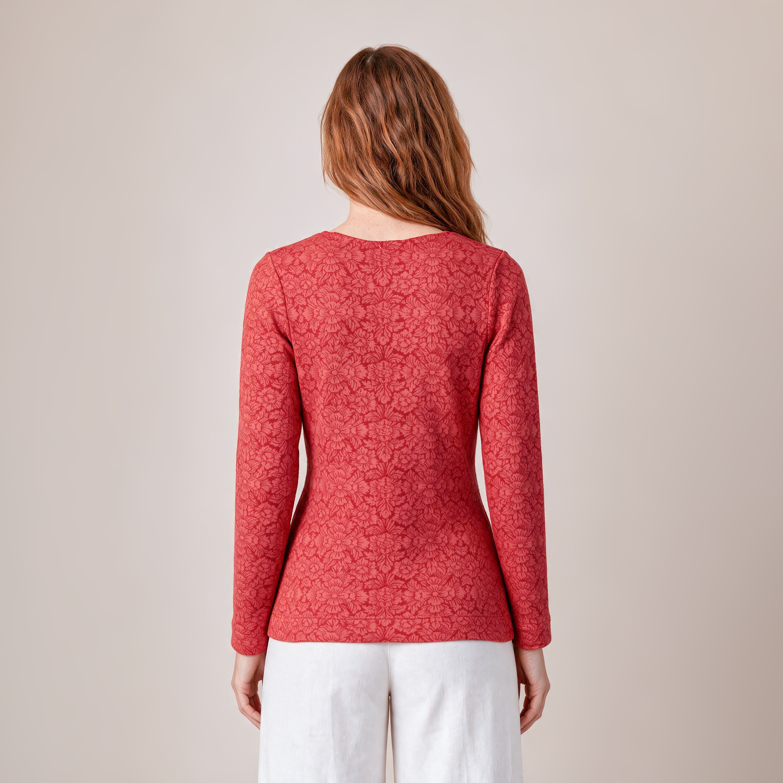 Wickelpullover rot – Rückansicht