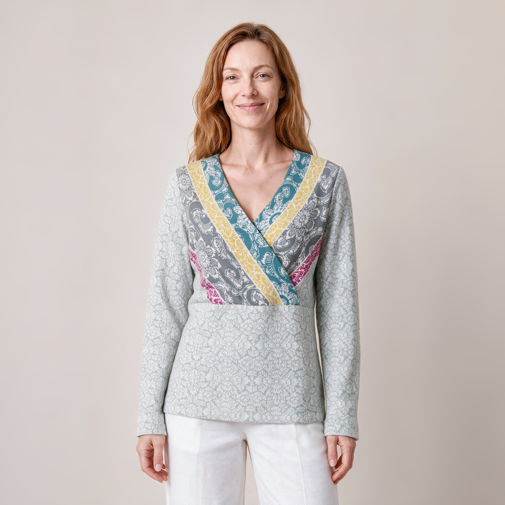 Wickelpullover grau – Vorderansicht