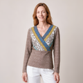 Wickelpullover braun – Vorderansicht