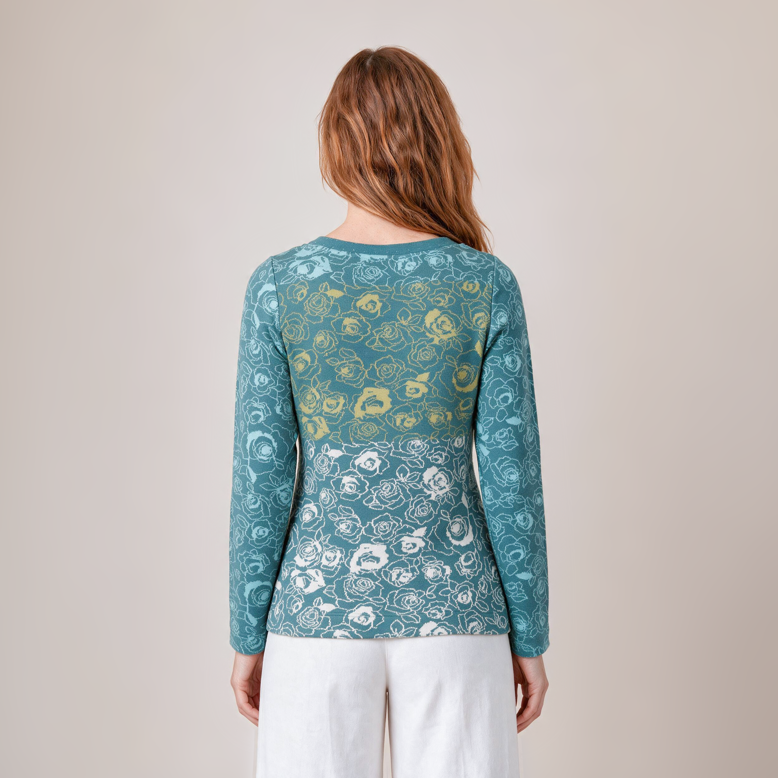 klassischer Pullover petrol – Rückansicht