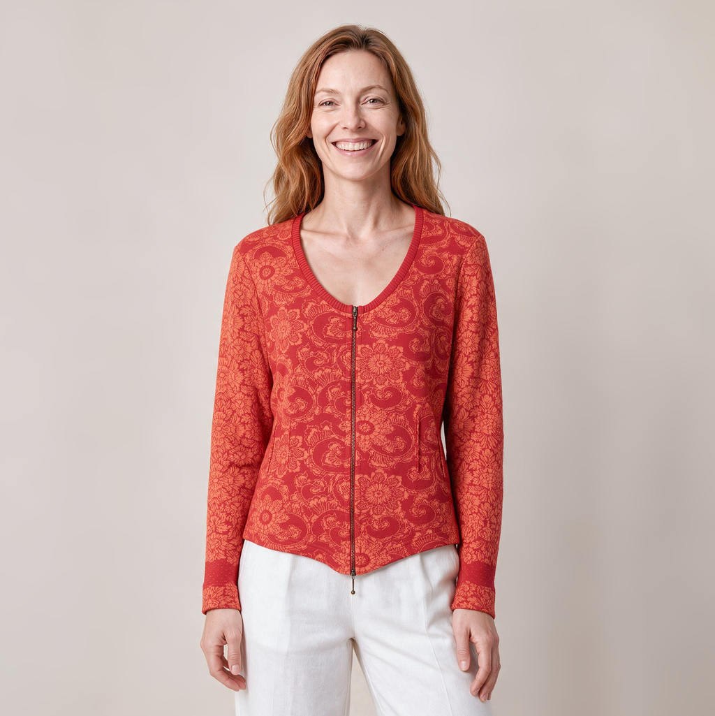 Reißverschlussjacke rot – Vorderansicht