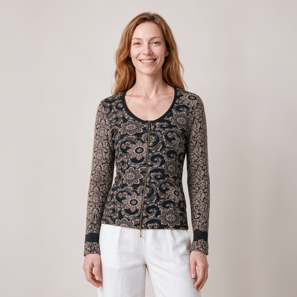 Reißverschlussjacke schwarz – Vorderansicht