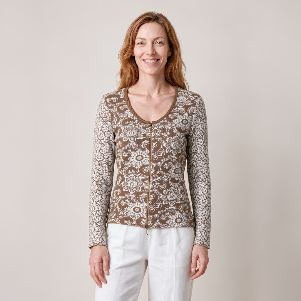 Reißverschlussjacke braun – Vorderansicht