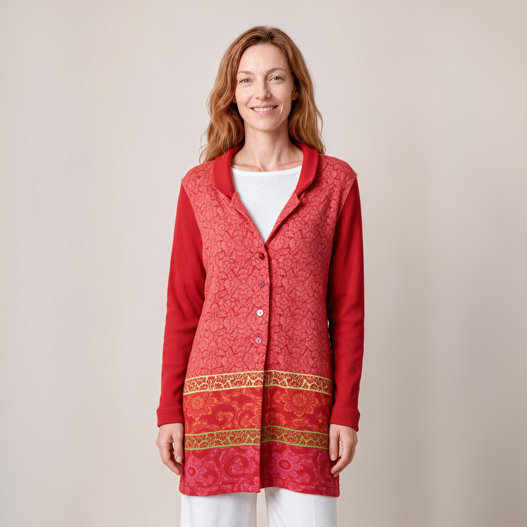 Langjacke rot – Vorderansicht