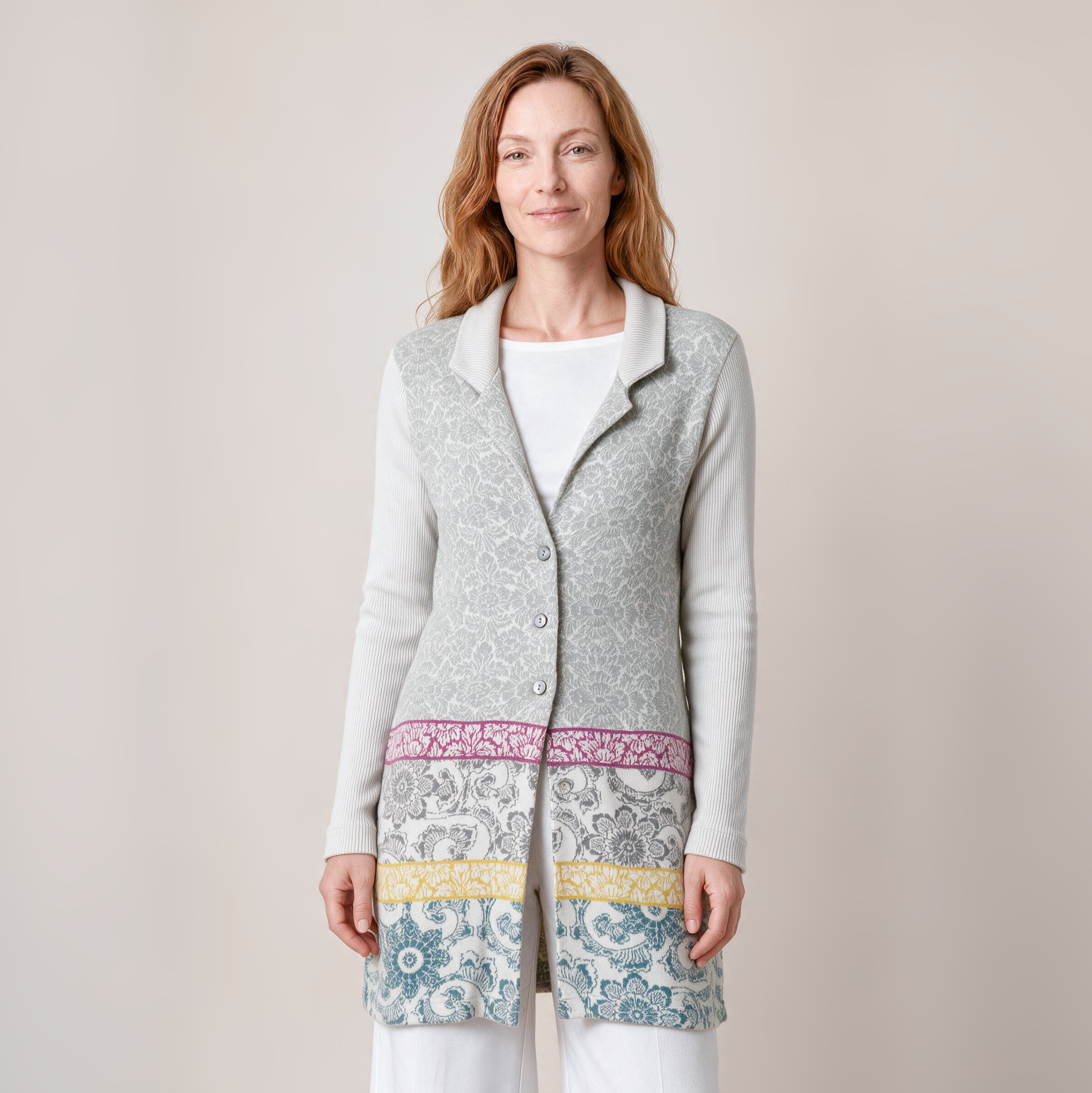 Langjacke grau – Vorderansicht