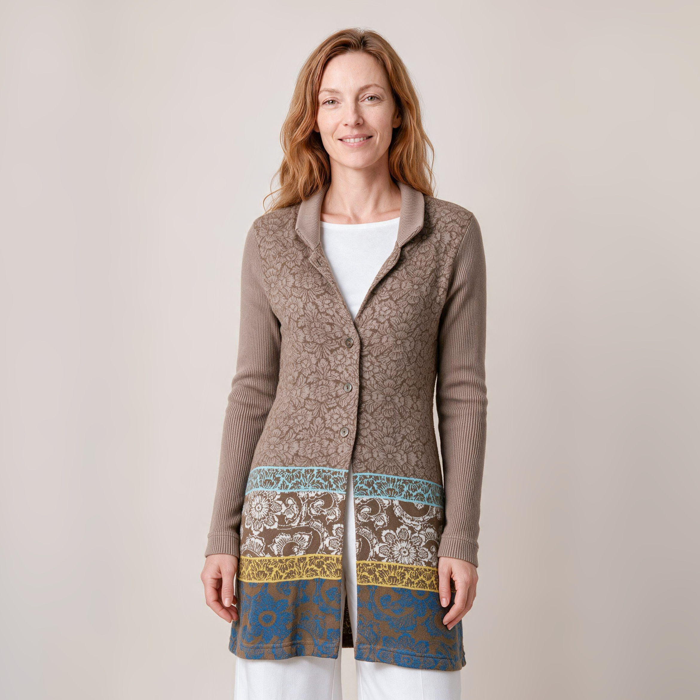 Langjacke braun – Vorderansicht