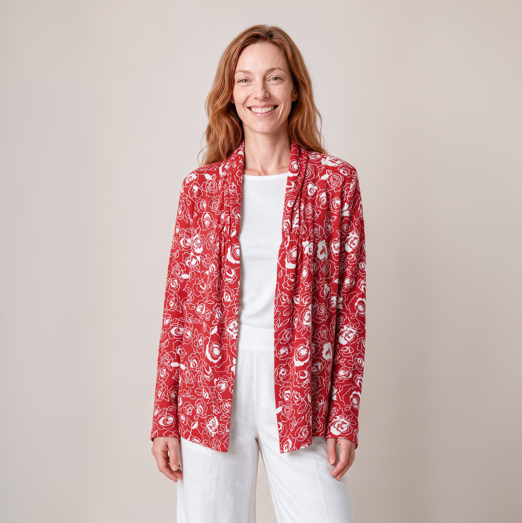 Hüllenjacke rot – Vorderansicht