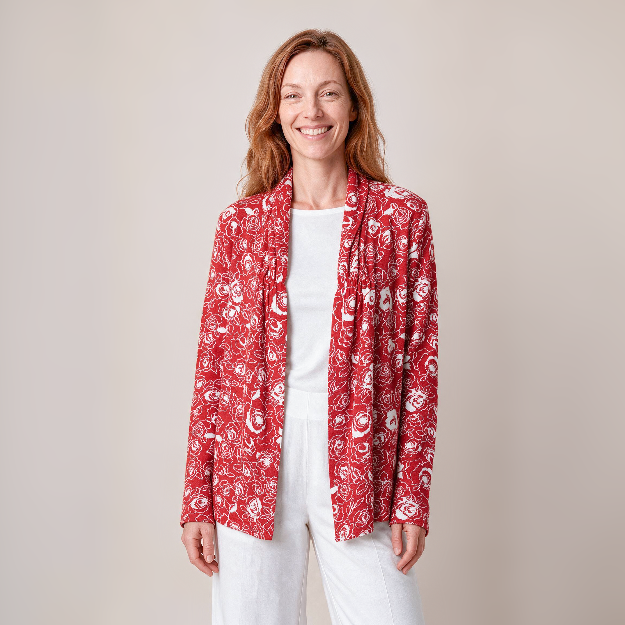 Hüllenjacke rot – Vorderansicht