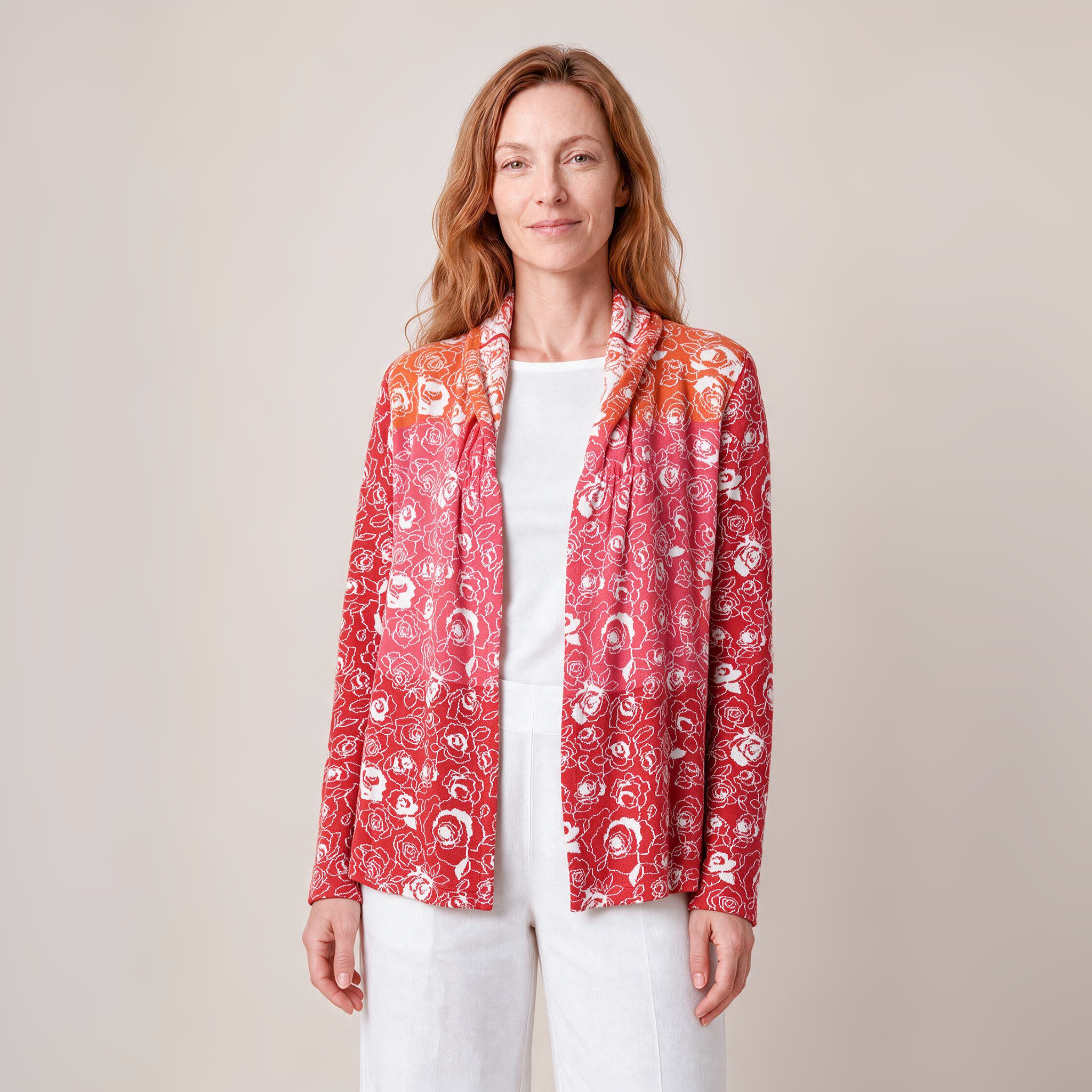 Hüllenjacke rot – Vorderansicht