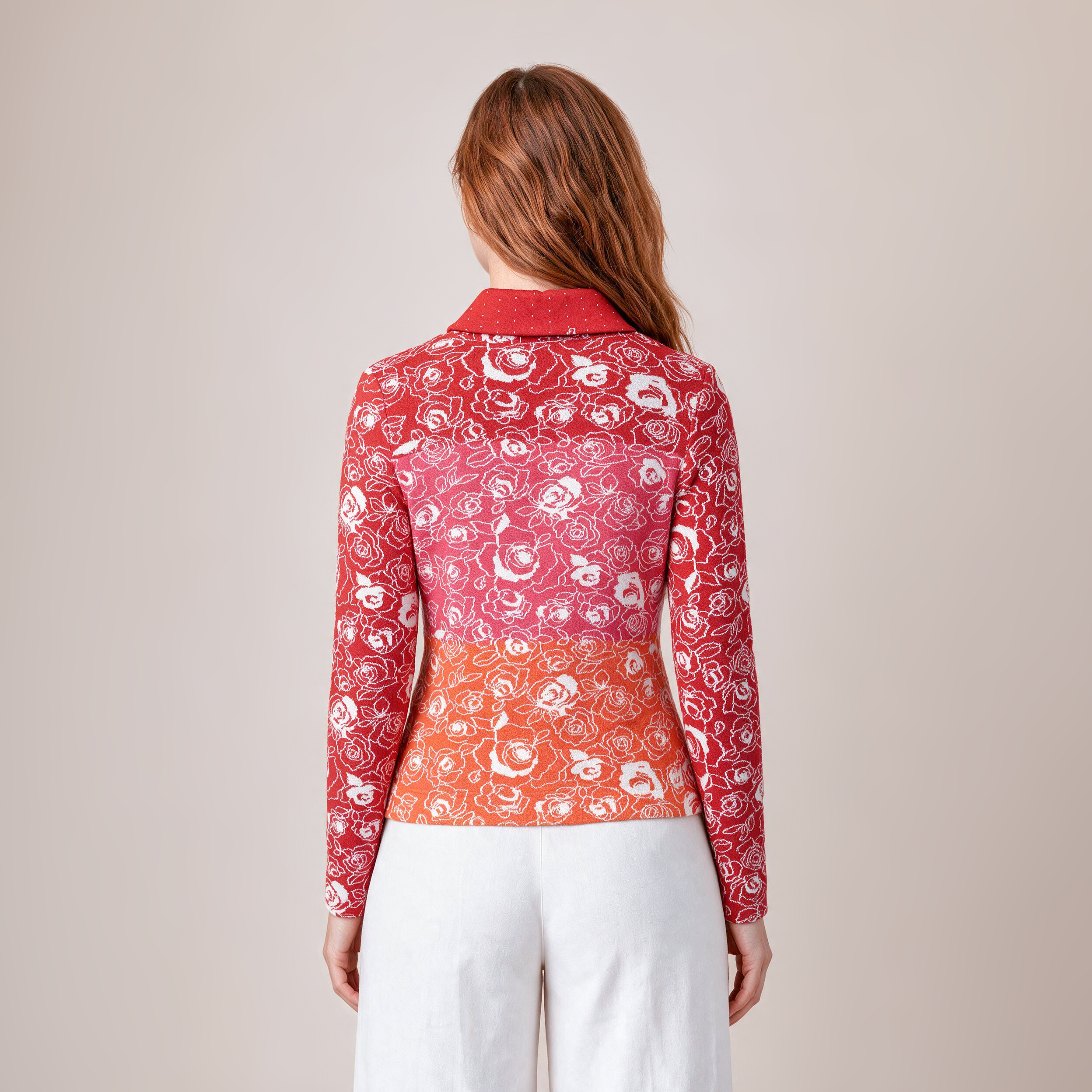 Schalkragenjacke rot – Rückansicht