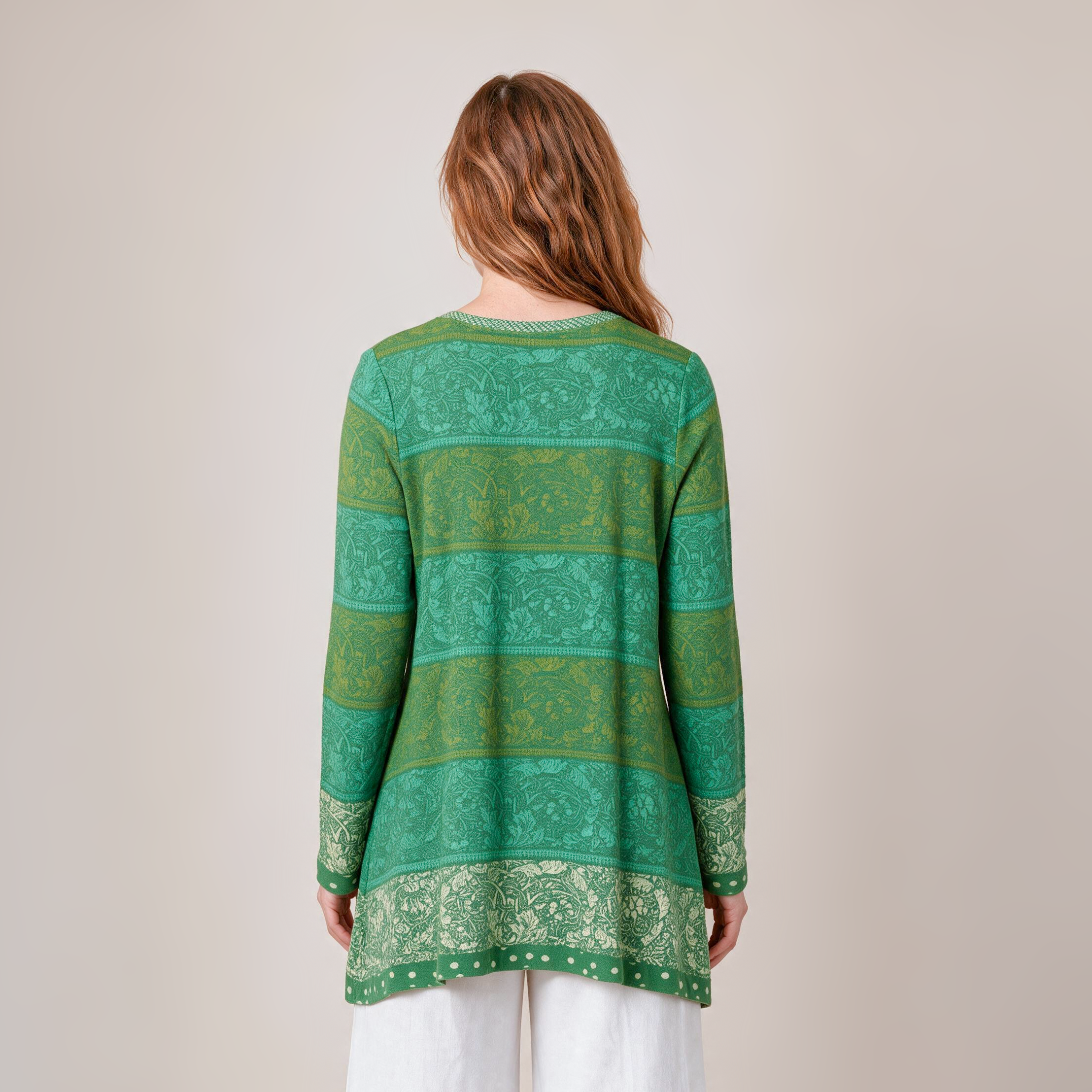 A-Linienpullover grün – Rückansicht