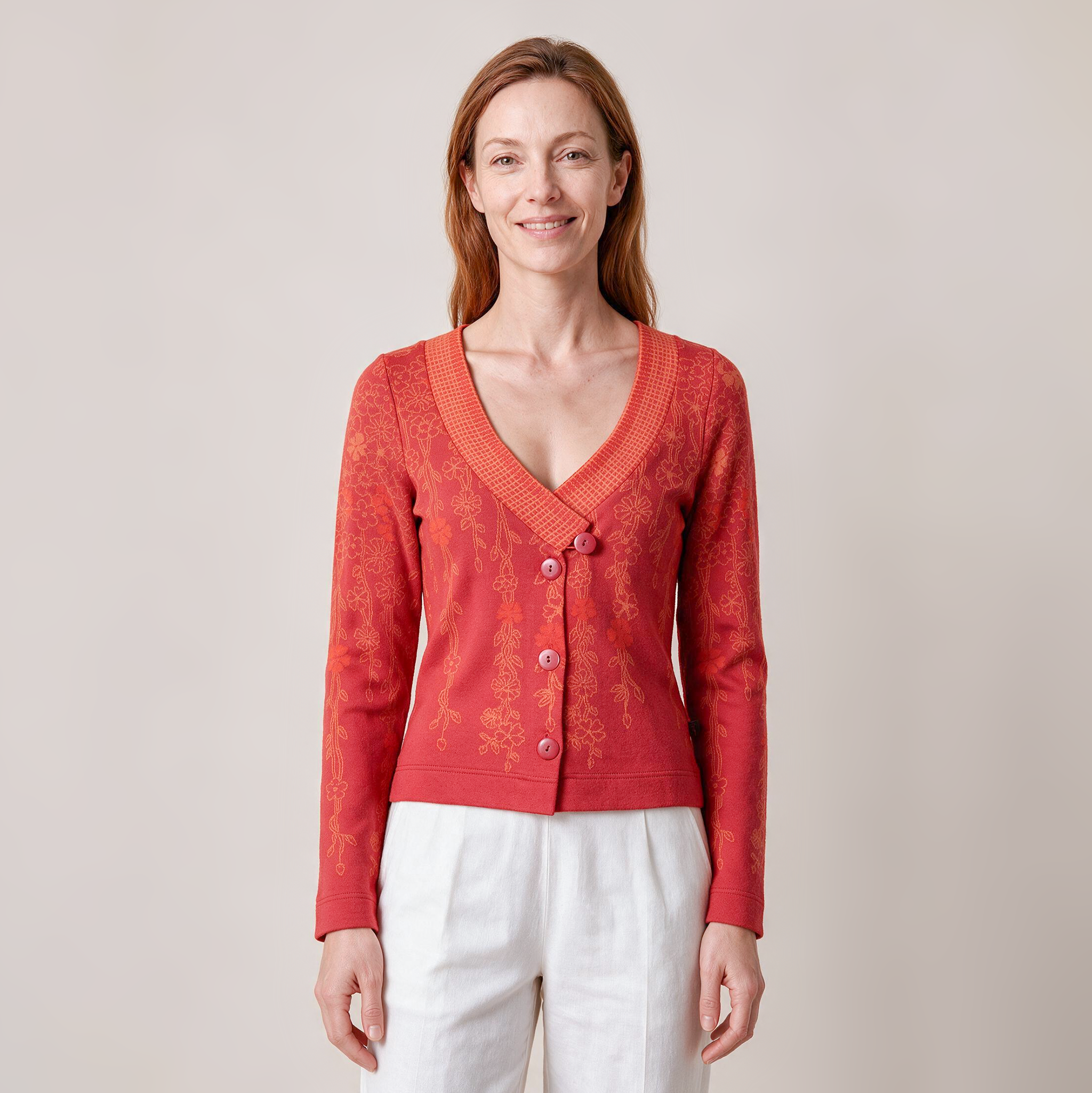Strickjacke rot – Vorderansicht