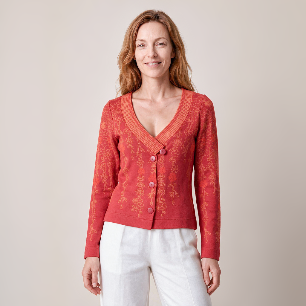 Strickjacke rot – Vorderansicht