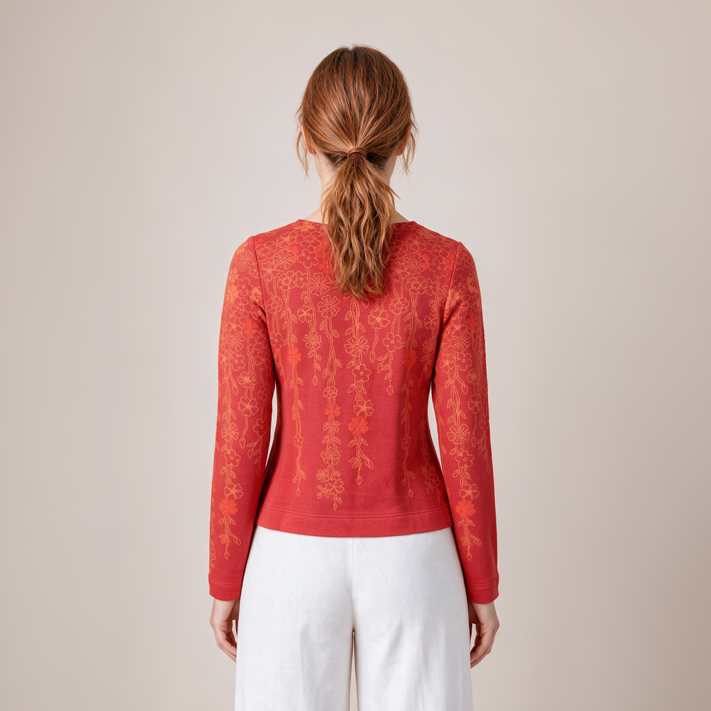 Strickjacke rot – Rückansicht