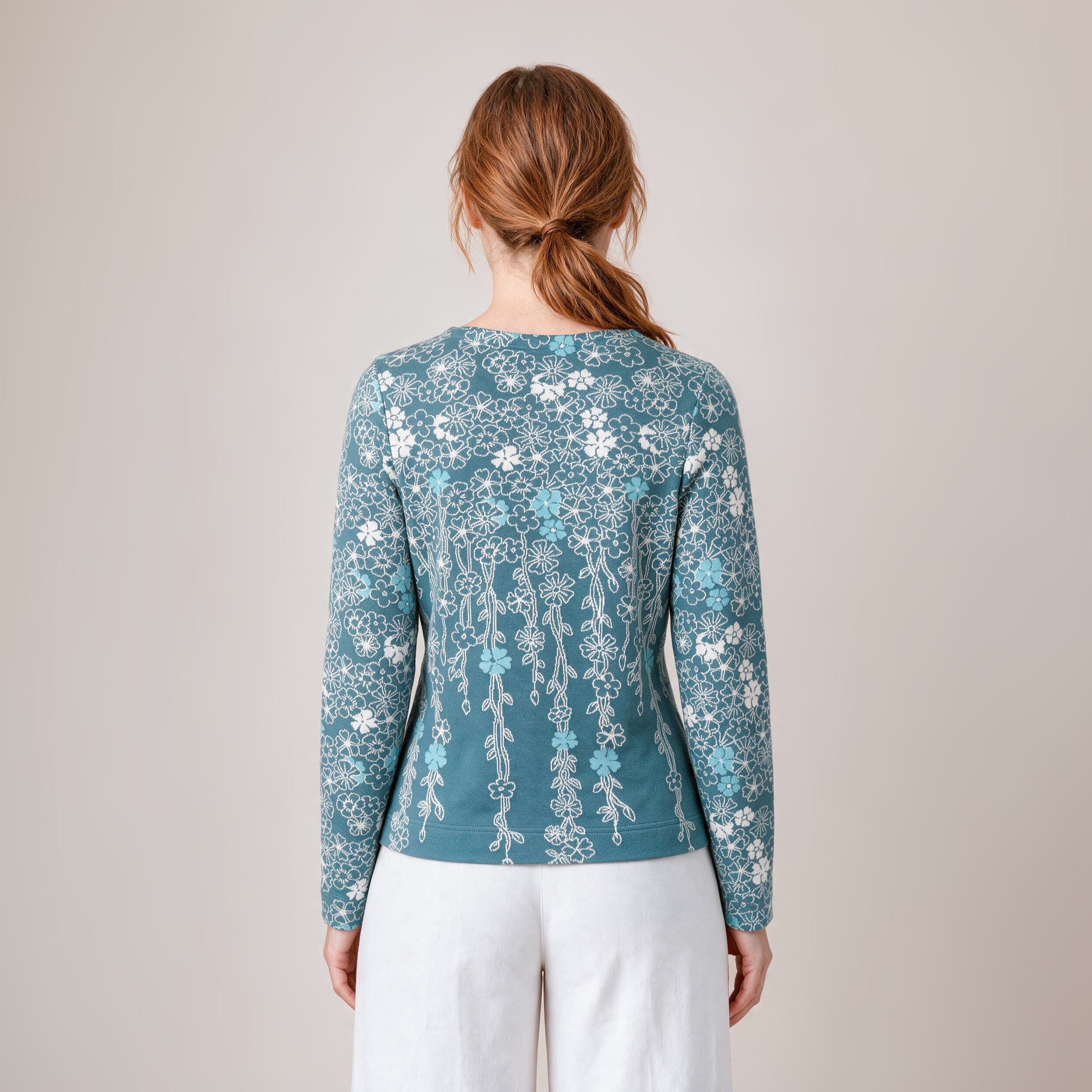 Strickjacke petrol – Rückansicht