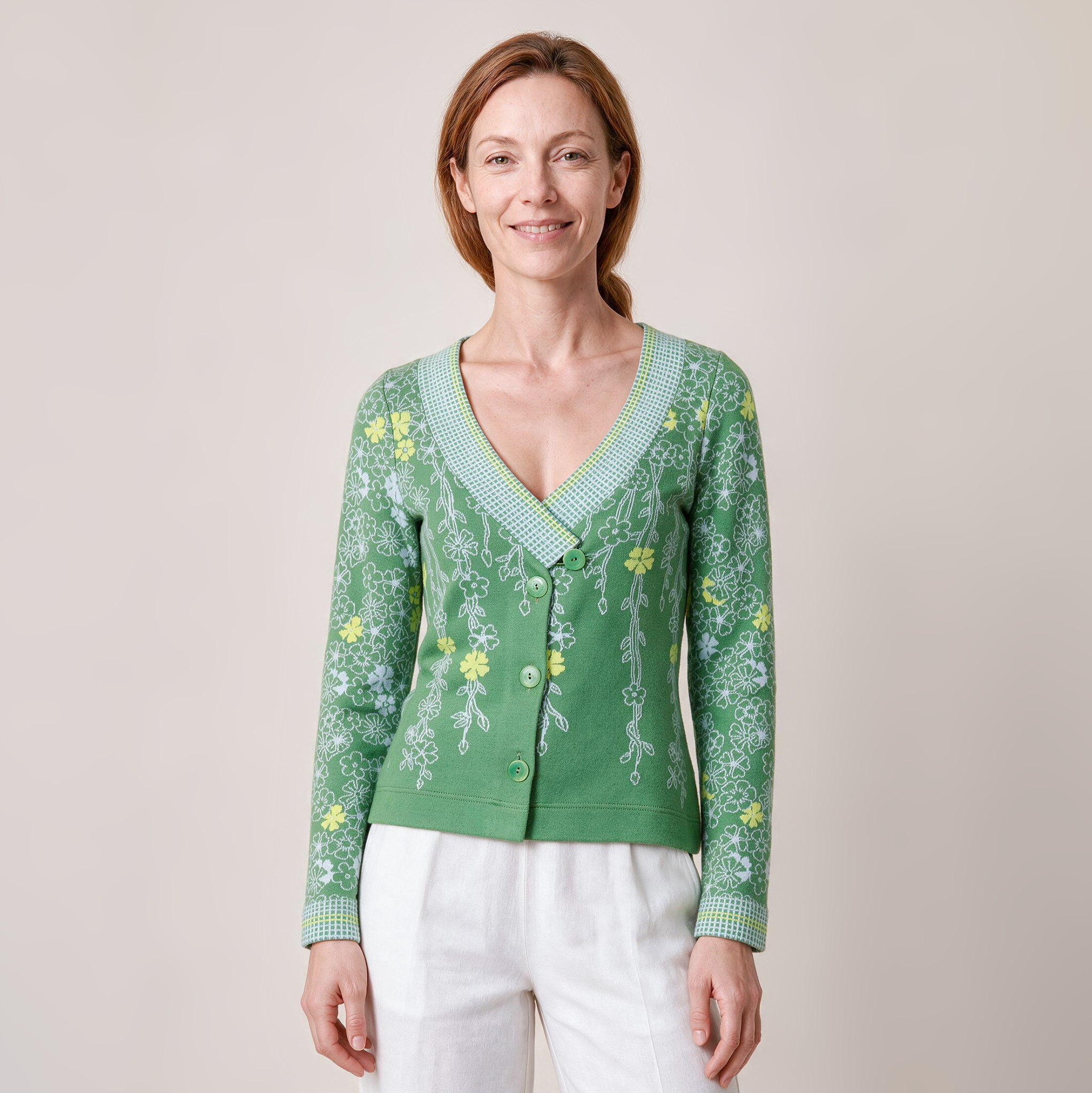 Strickjacke grün – Vorderansicht
