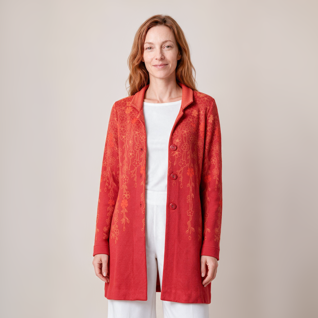 Langjacke rot – Vorderansicht