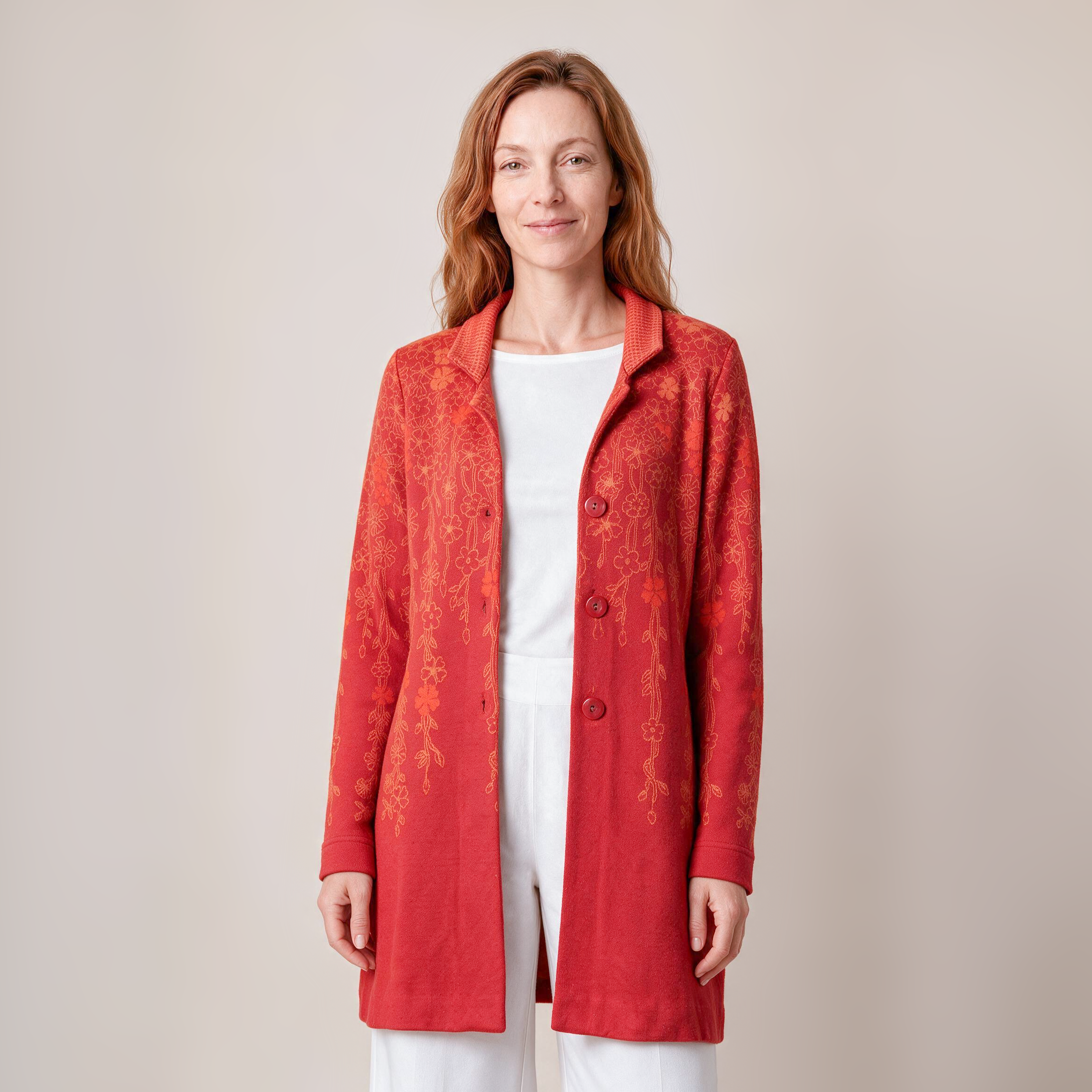 Langjacke rot – Vorderansicht