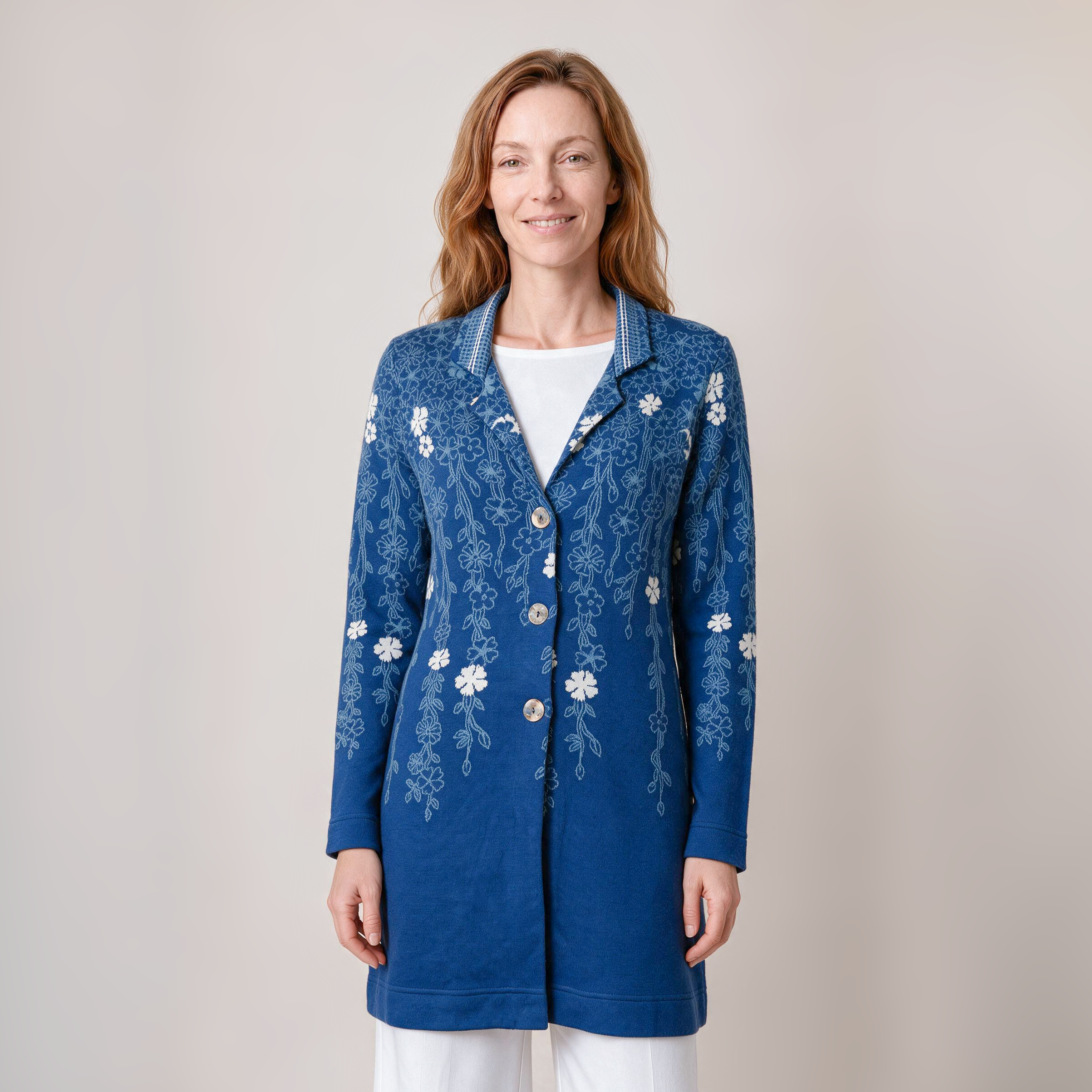 Langjacke blau – Vorderansicht