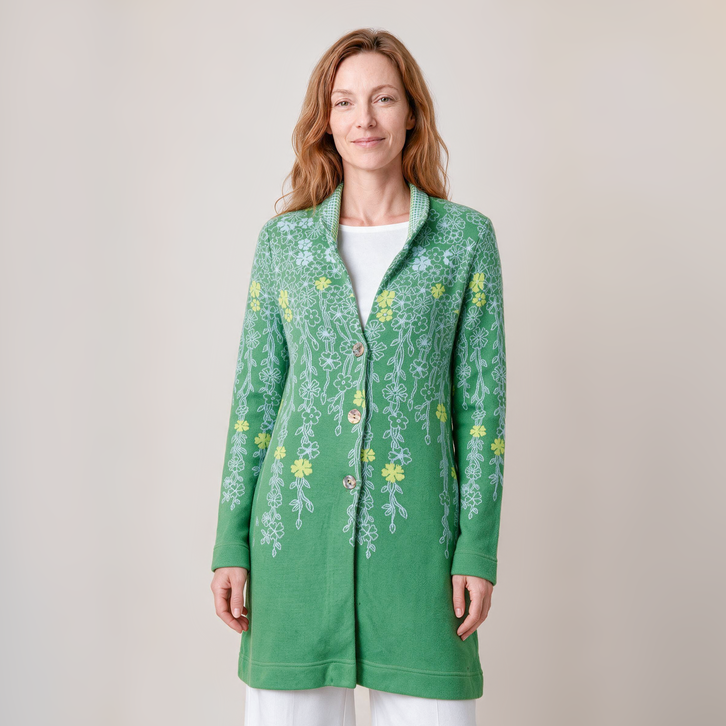 Langjacke grün – Vorderansicht