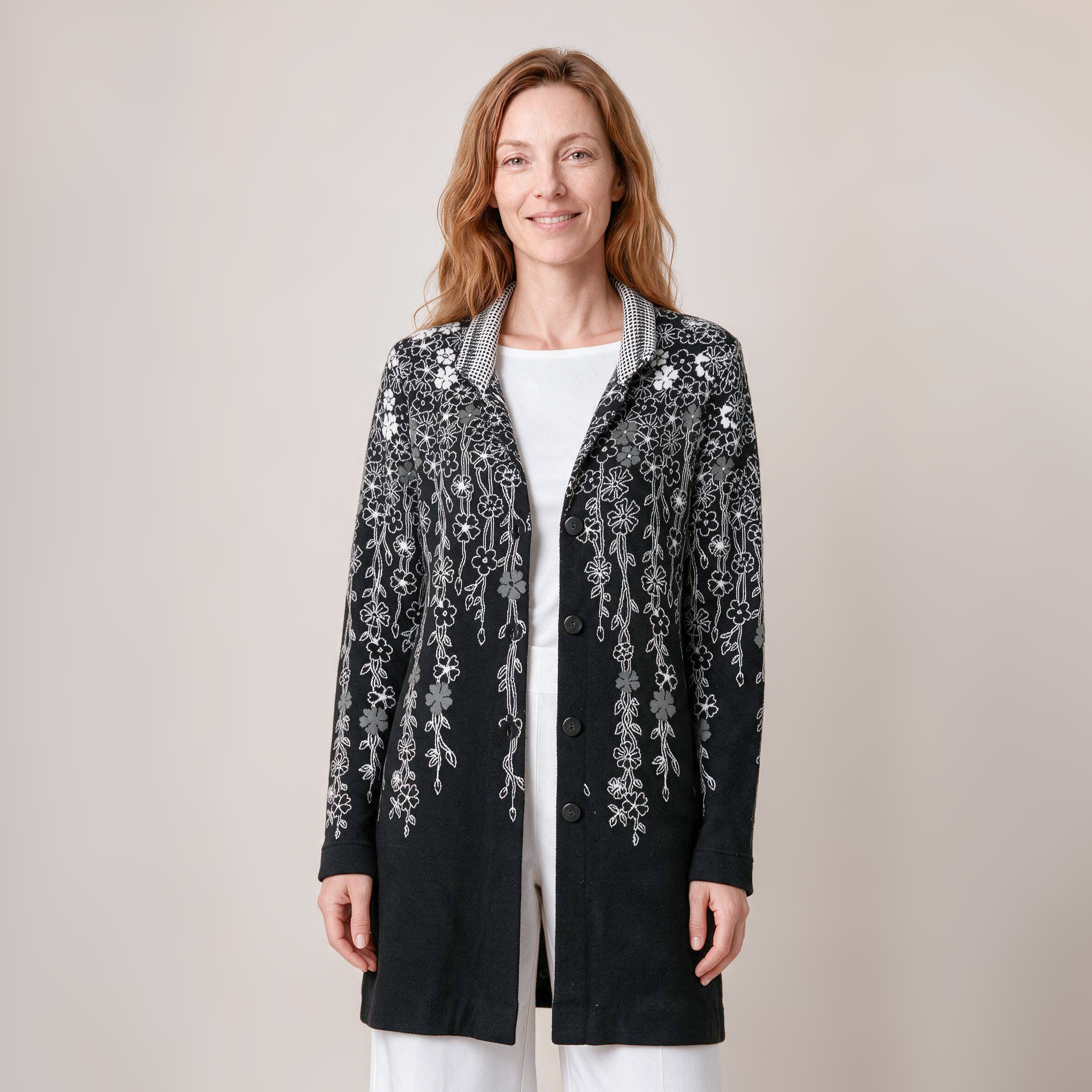 Langjacke schwarz – Vorderansicht