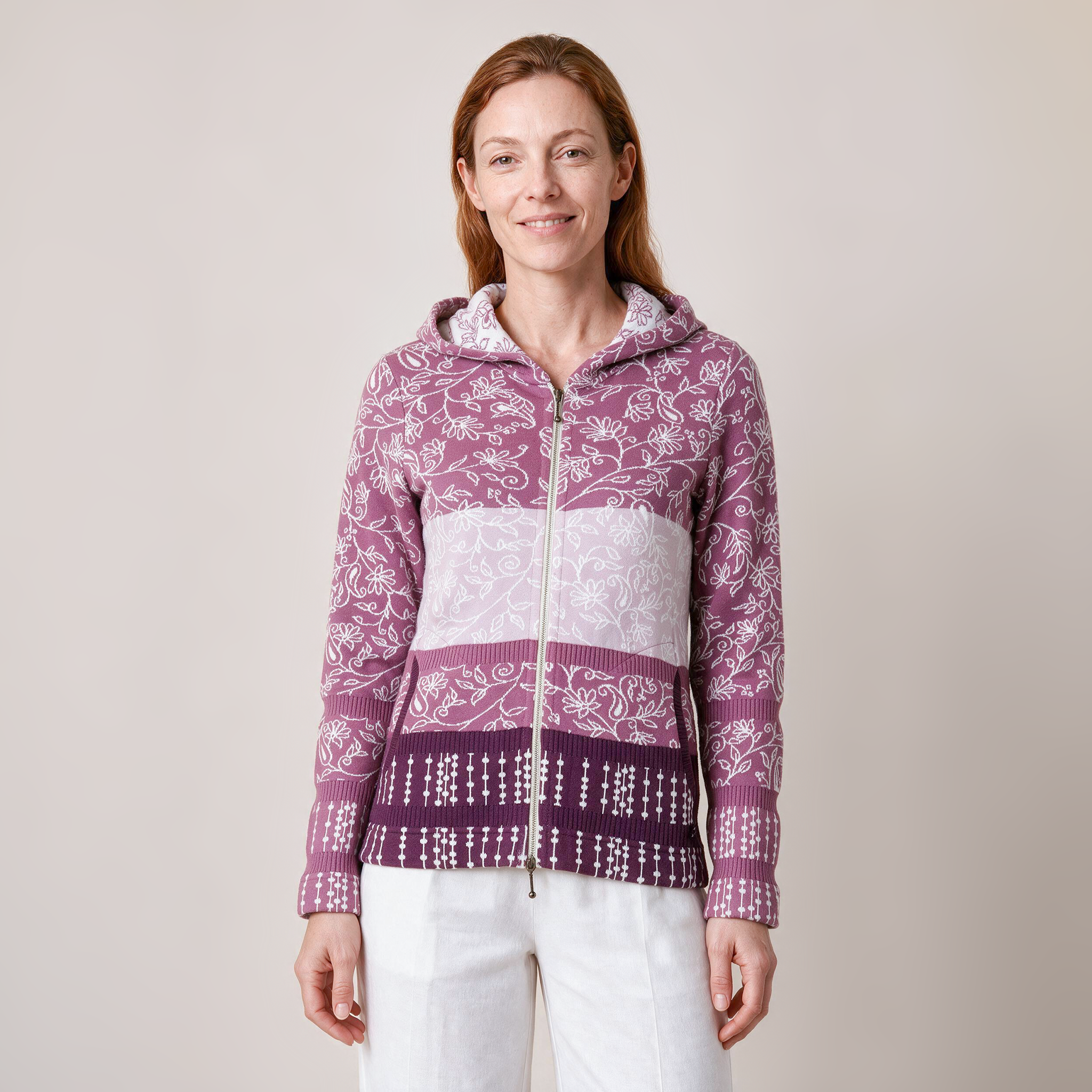 Kapuzenjacke lila – Vorderansicht