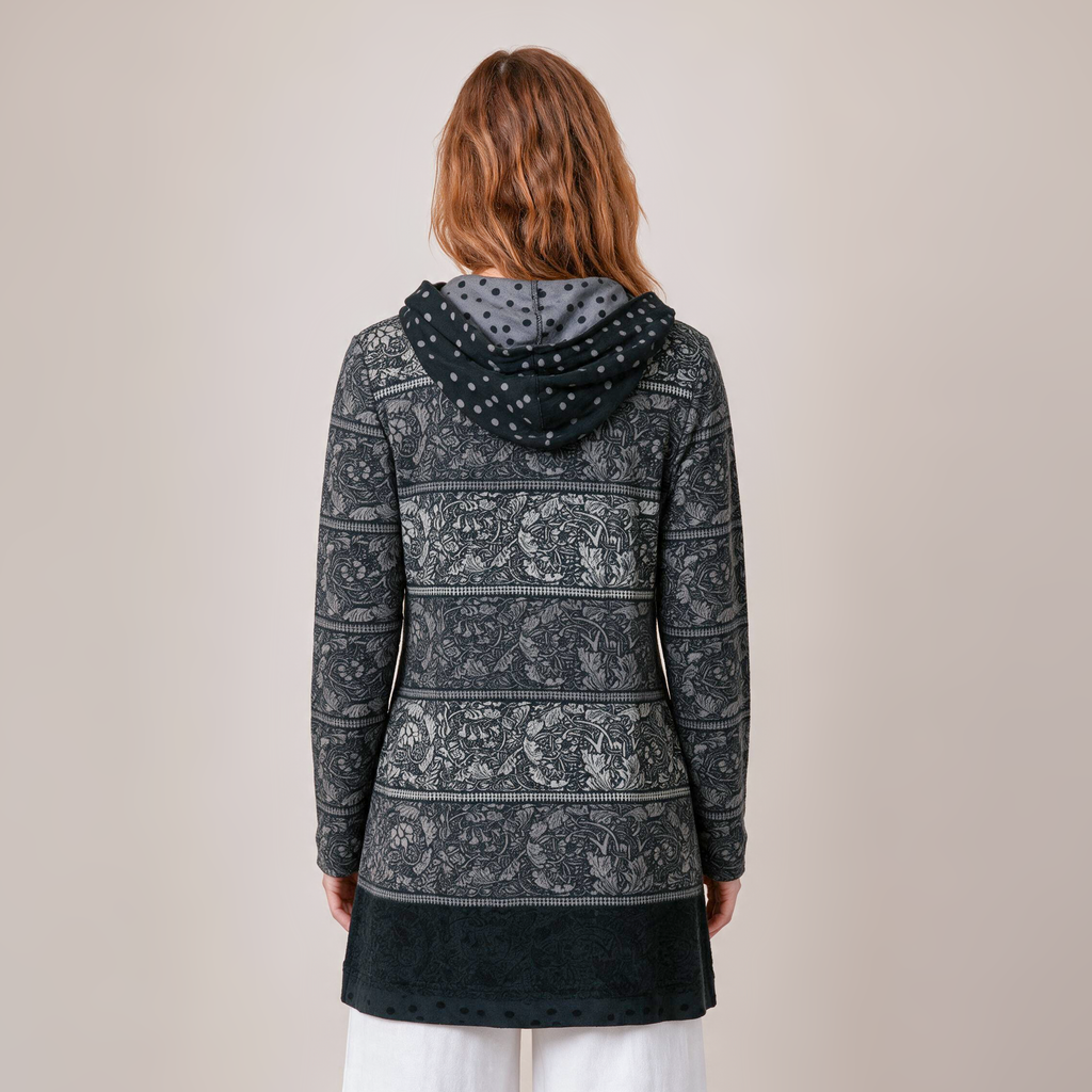 Kapuzenjacke grau – Rückansicht