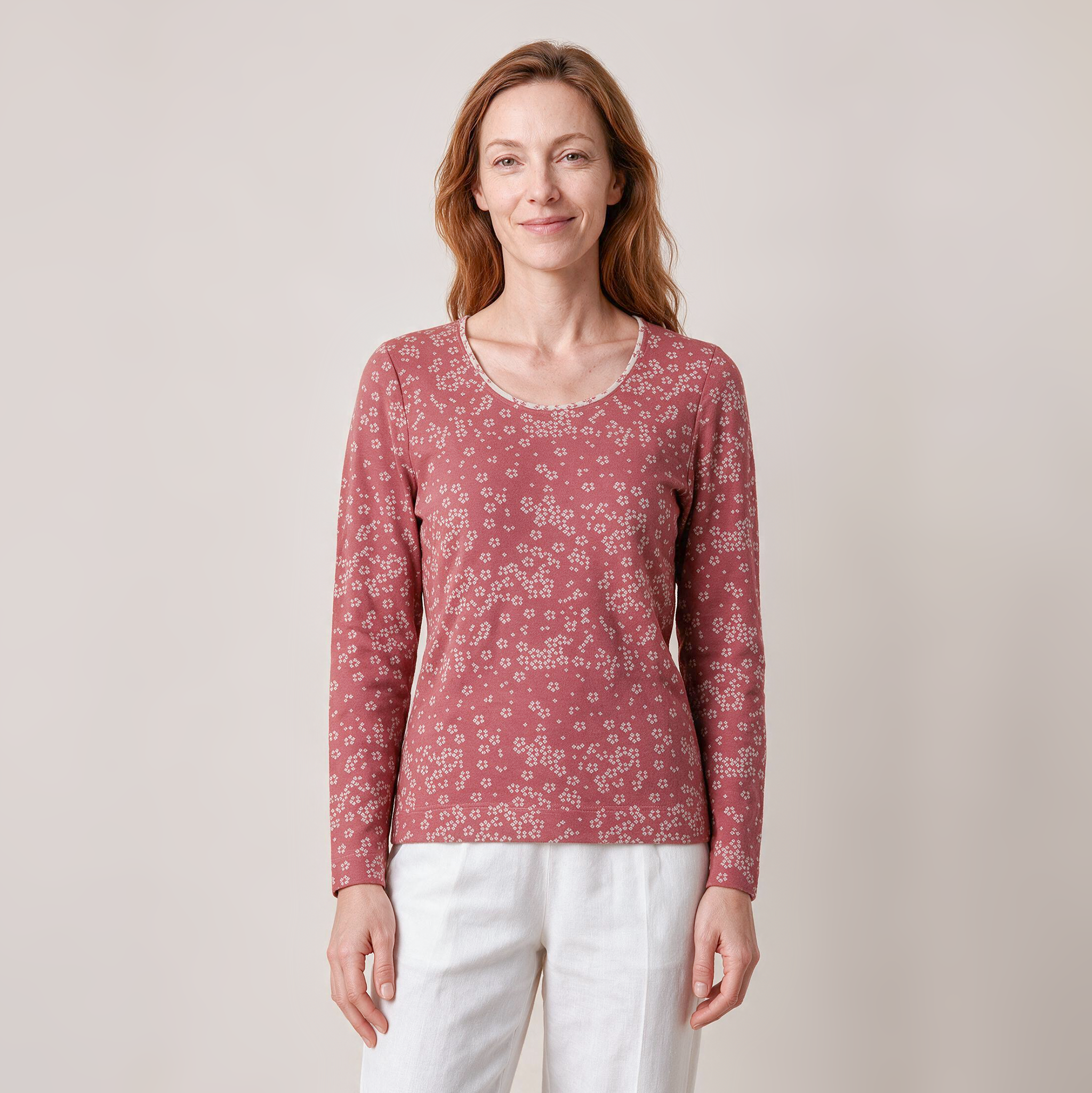 klassischer Pullover rosa – Vorderansicht