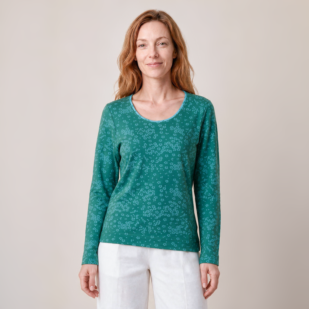klassischer Pullover petrol – Vorderansicht