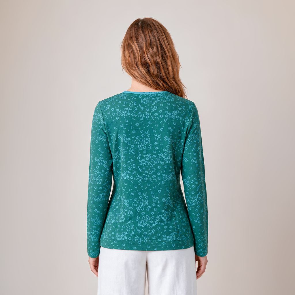 klassischer Pullover petrol – Rückansicht
