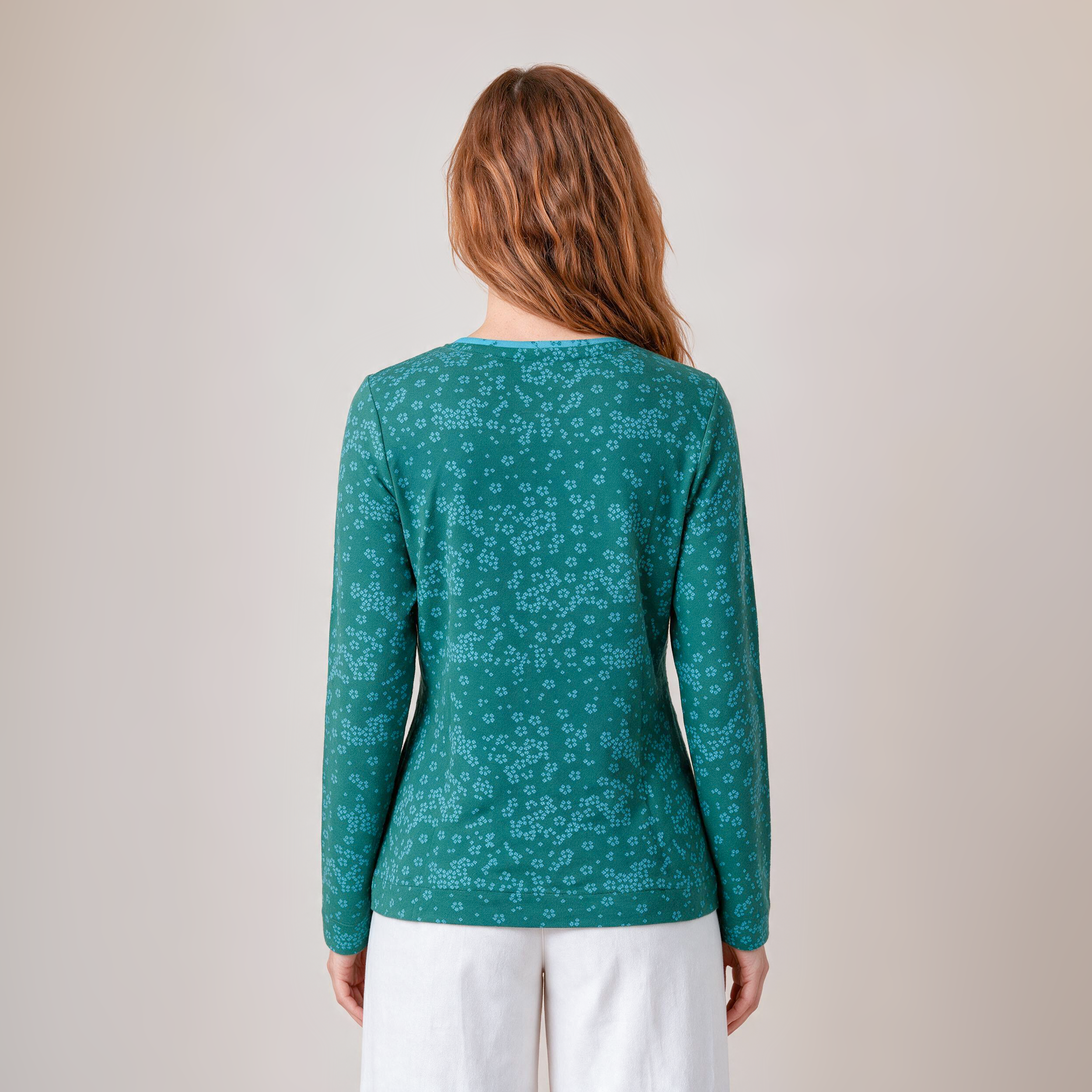 klassischer Pullover petrol – Rückansicht