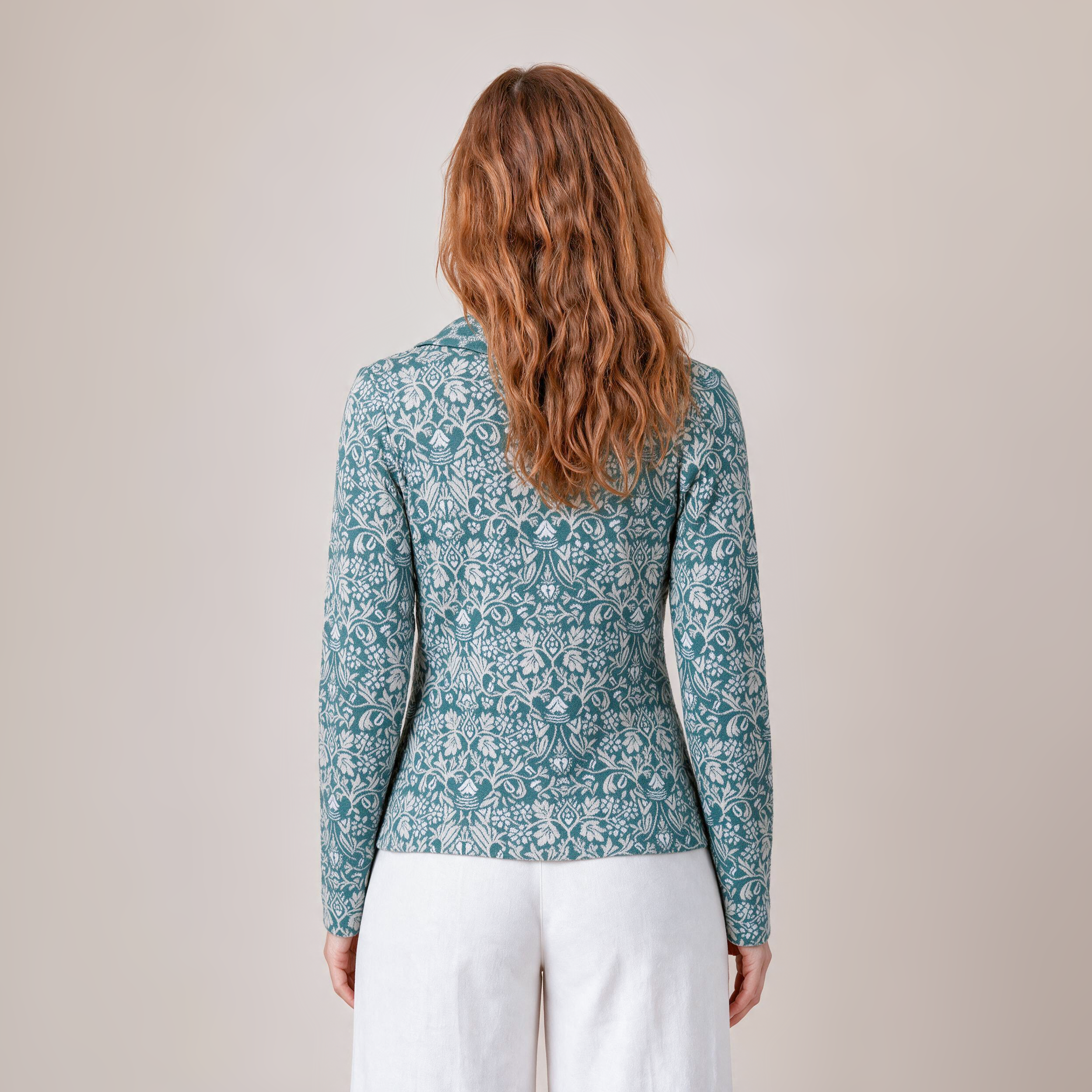 Jacke mit Kragen petrol – Rückansicht