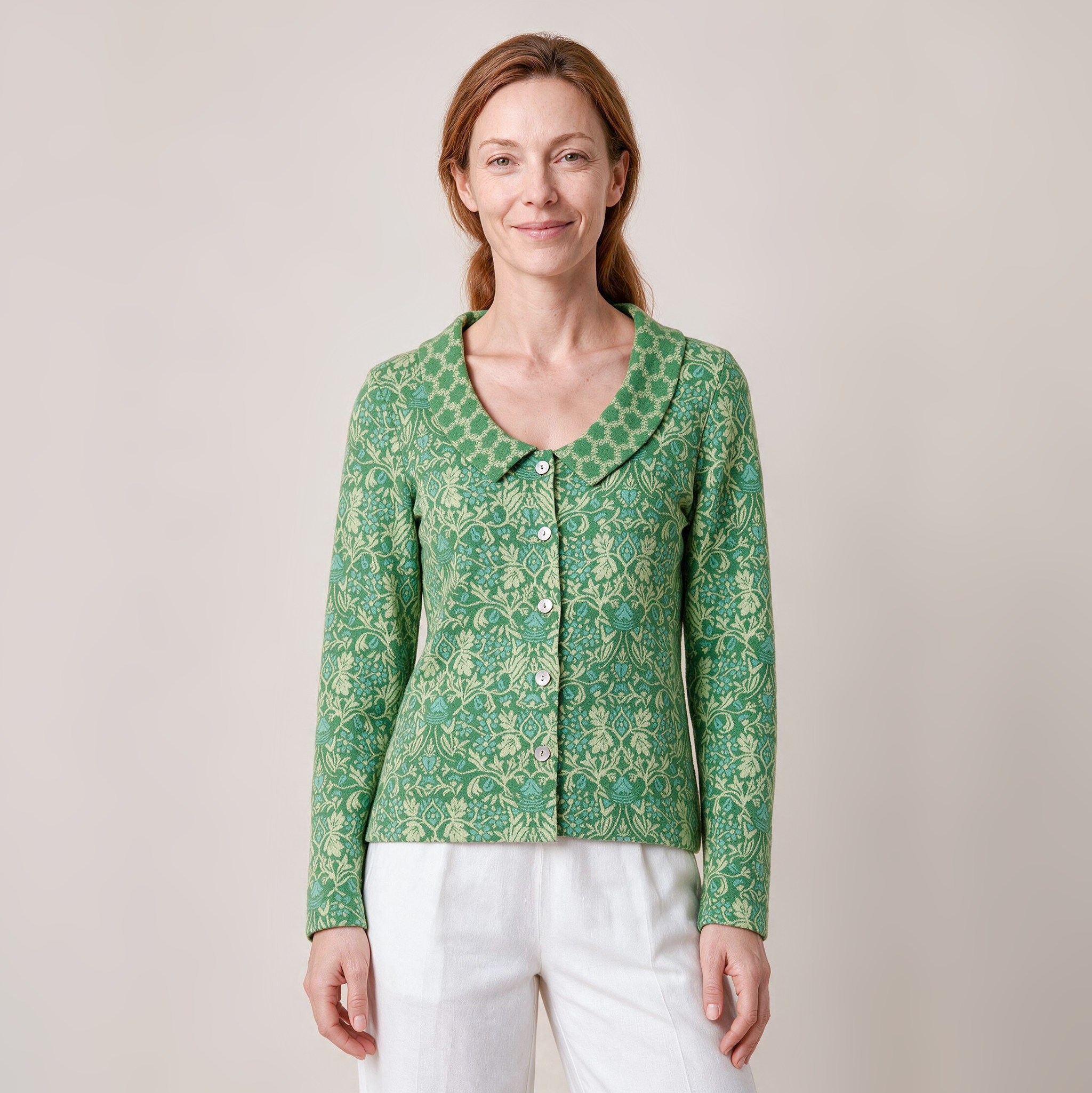 Jacke mit Kragen grün – Vorderansicht