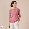 Raglanpullover rosa – Vorderansicht, mit KI bearbeitet