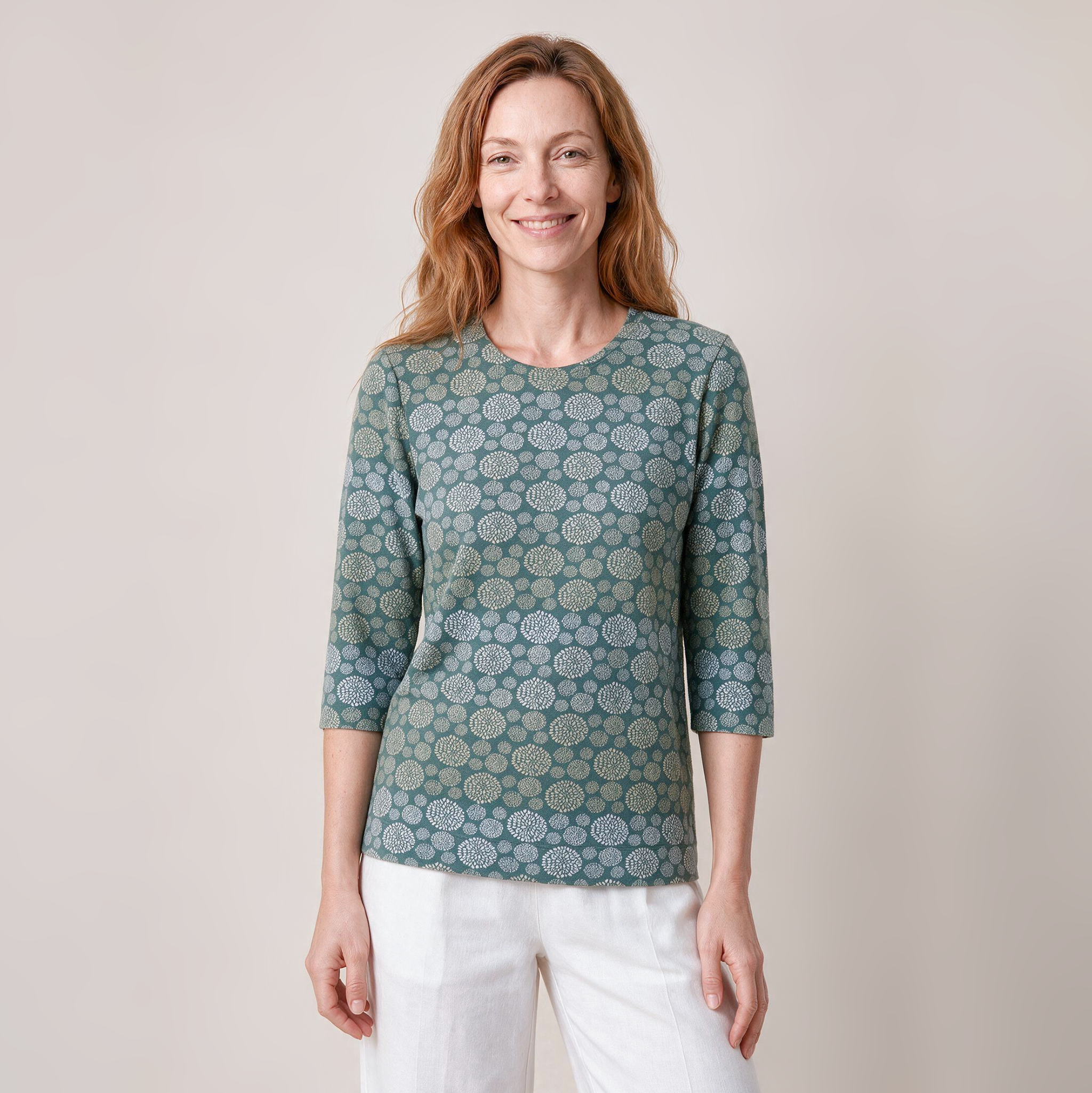 klassischer Pullover petrol – Vorderansicht