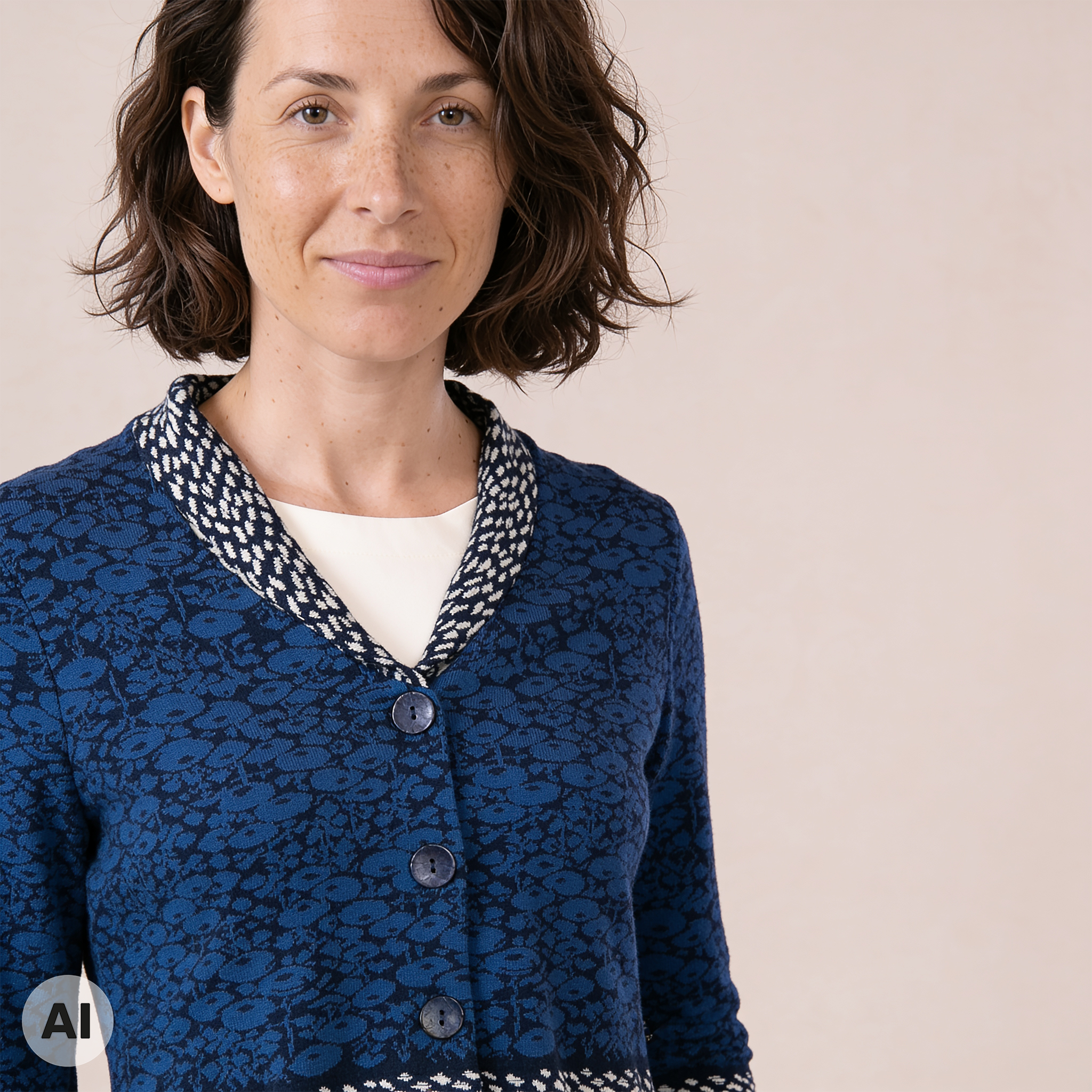 Bolero blau – Detailansicht, mit KI bearbeitet