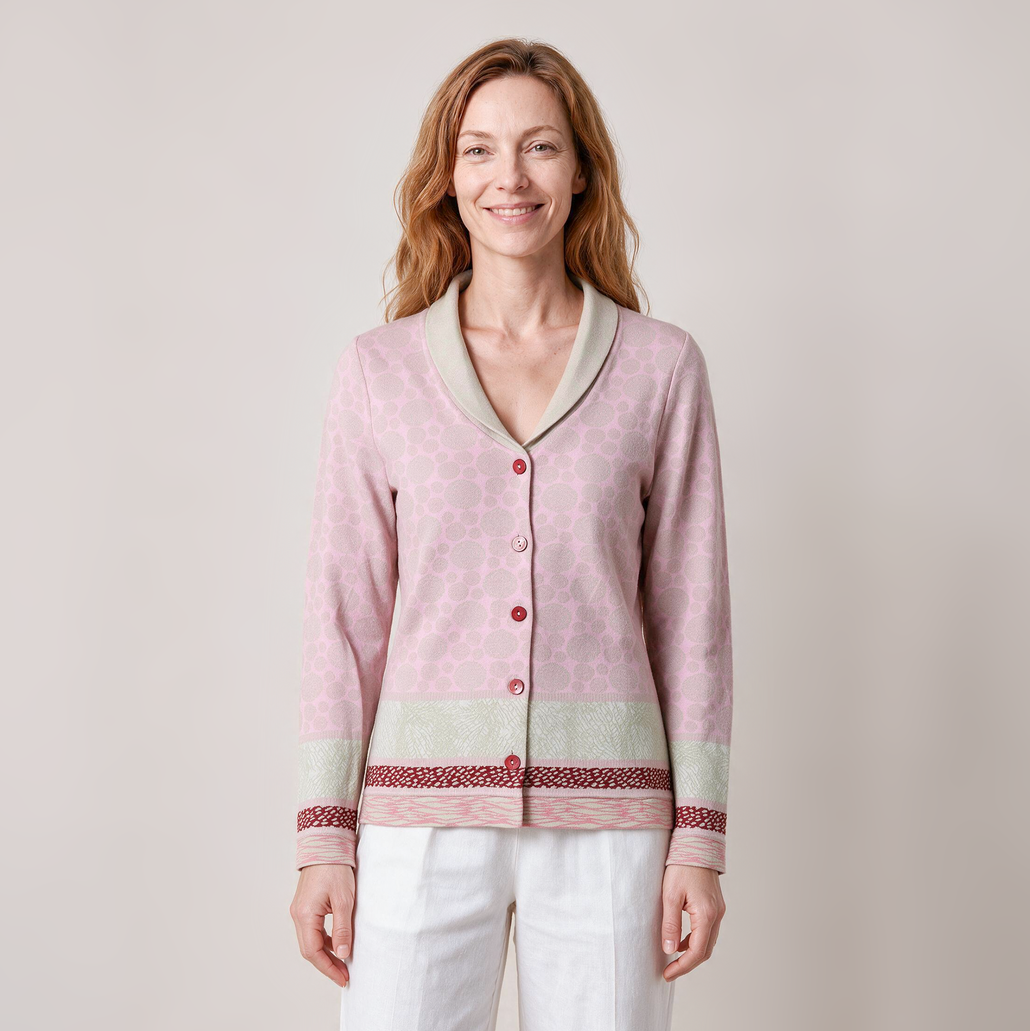 Schalkragenjacke rosa – Vorderansicht