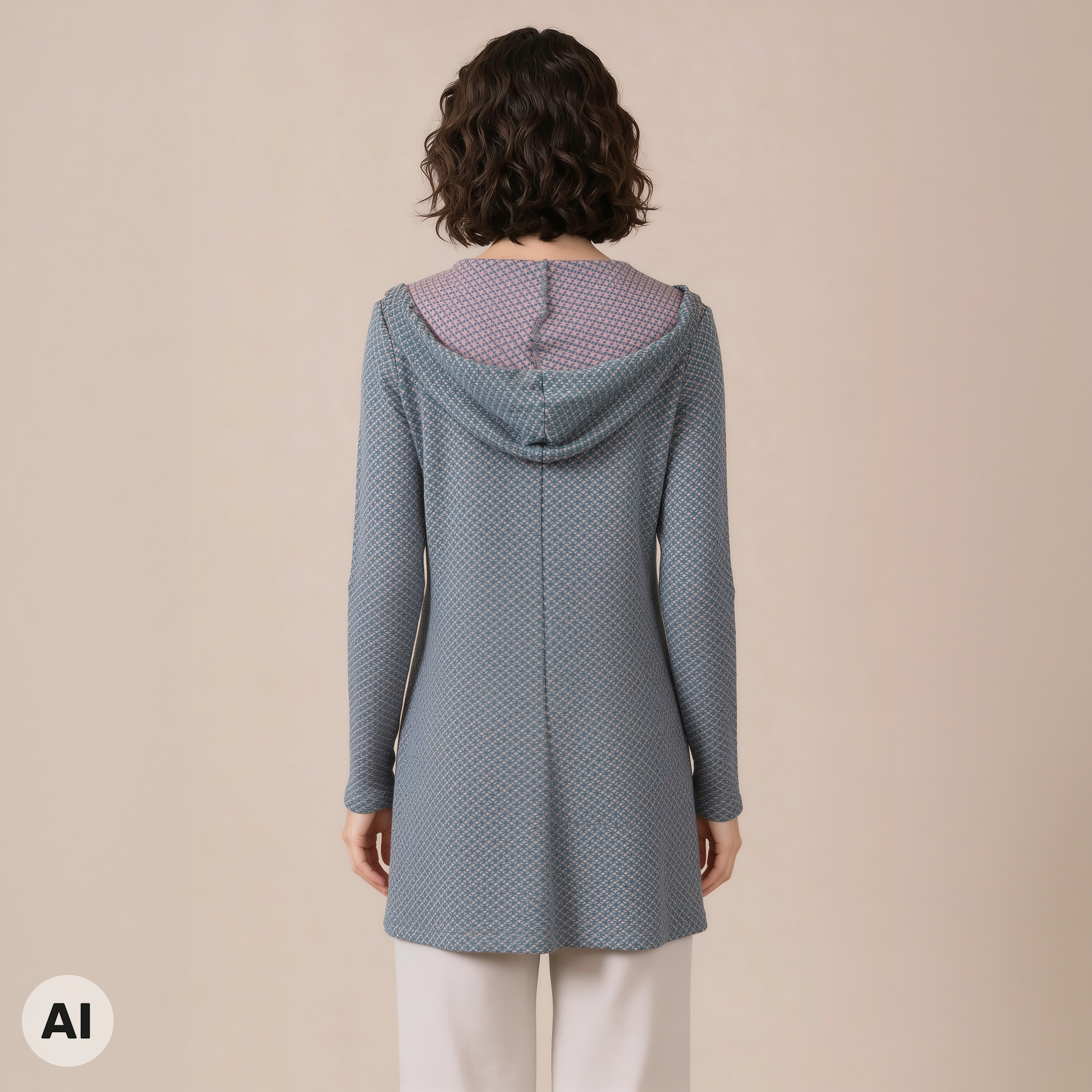 Kapuzenpullover rosa – Rückansicht, mit KI bearbeitet
