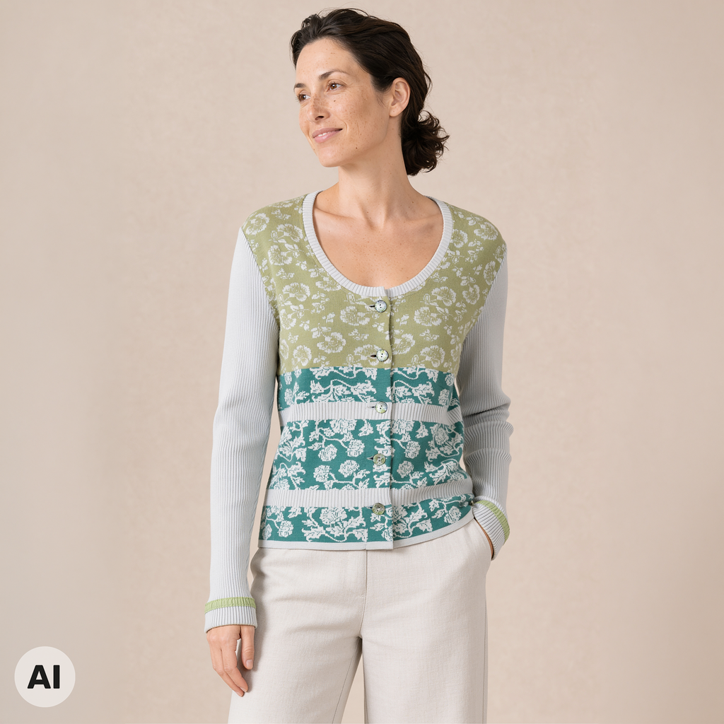 klassische Jacke grün – Vorderansicht, mit KI bearbeitet