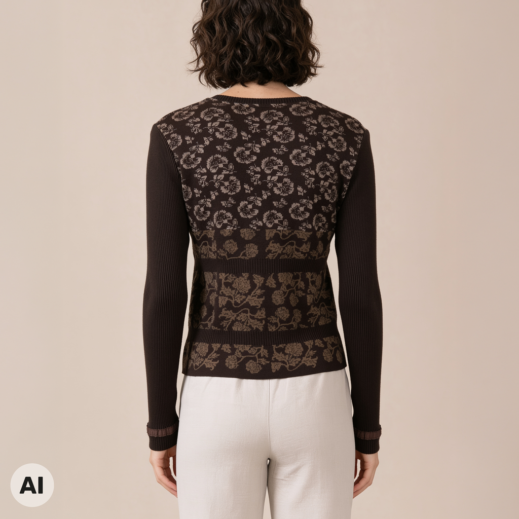 klassische Jacke braun – Rückansicht, mit KI bearbeitet