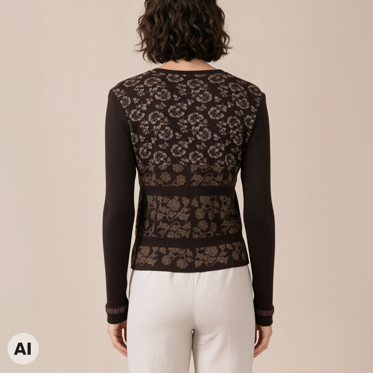 klassische Jacke braun – Rückansicht, mit KI bearbeitet