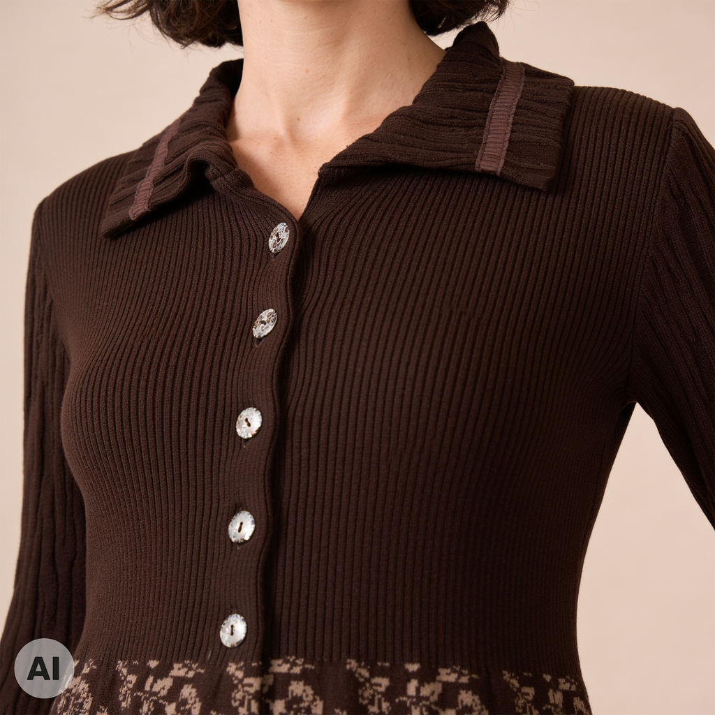 Langjacke braun – Detailansicht, mit KI bearbeitet