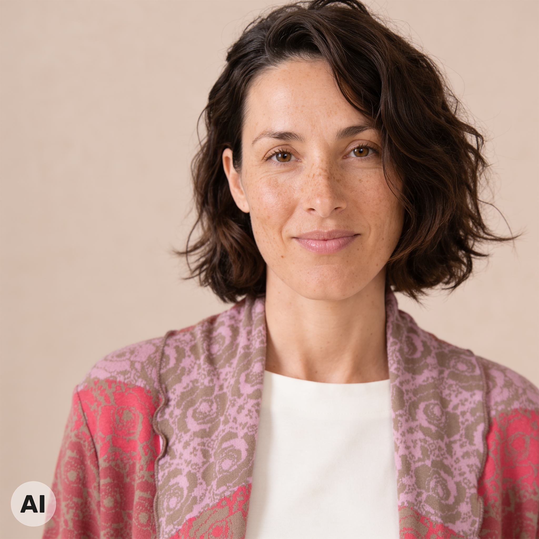 Hüllenjacke rosa – Detailansicht, mit KI bearbeitet