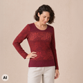klassischer Pullover rot – Vorderansicht, mit KI bearbeitet