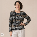 klassischer Pullover schwarz – Vorderansicht, mit KI bearbeitet